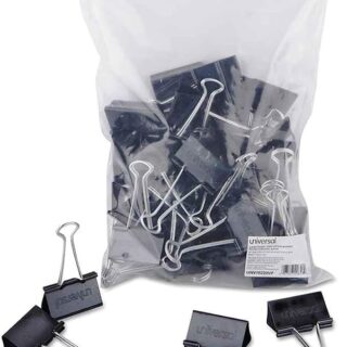 Universal 10220VP Large Binder Clips, Zip-Seal Bag, 1-Inch Capacity, 2-Inch Wide, Black, 36/Bag