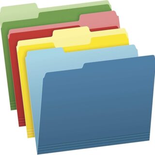 Pendaflex Two-Tone Color File Folders, Letter Size, Assorted Colors (Bright Green, Yellow, Red, Blue), 1/3-Cut Tabs, Assorted, 36 Pack (03086), 4-color