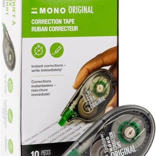 Tombow 68720 MONO Original Correction Tape, 10-Pack. Easy To Use Applicator for Instant Corrections, White, 10 Count (Pack of 1)