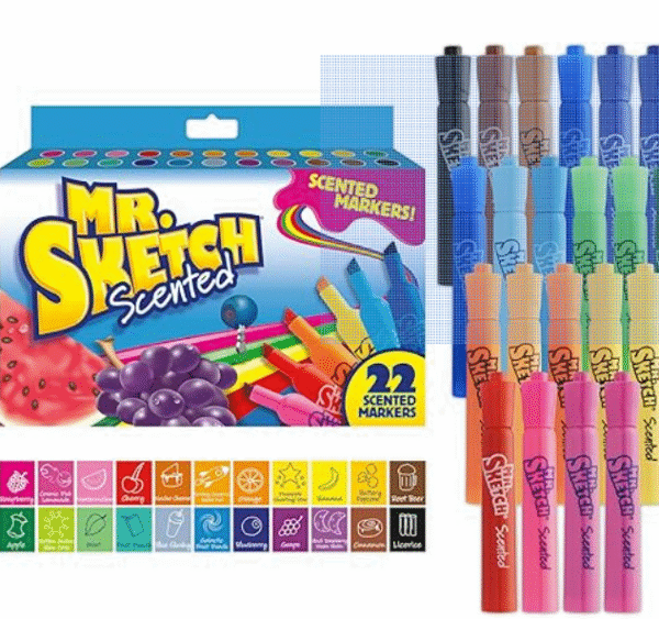 Mr. Sketch Scented Markers, Chisel Tip Marker, Assorted Colors, 22 Count